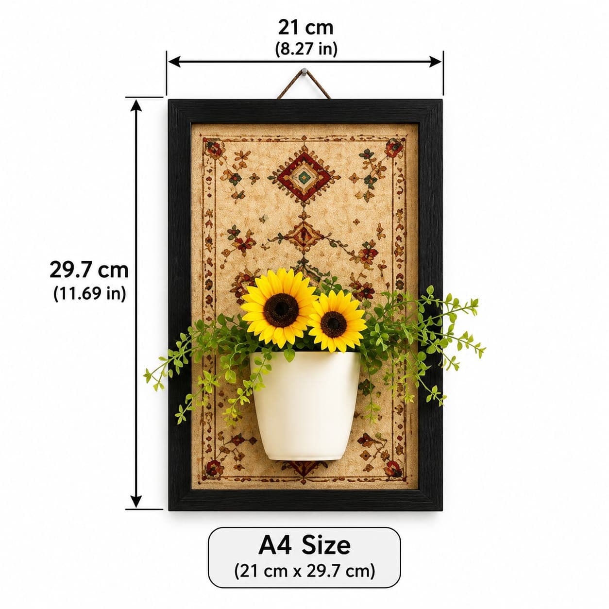 3D Aesthetic Plant Frame - Sunflower / Black view 3