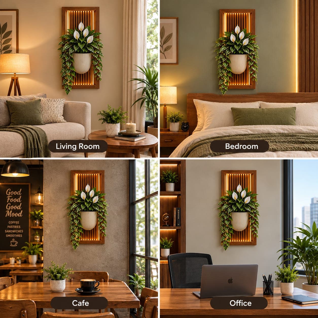 3D Aesthetic Plant Frame - Sunset Jali & Lotus / Terracotta - View 1